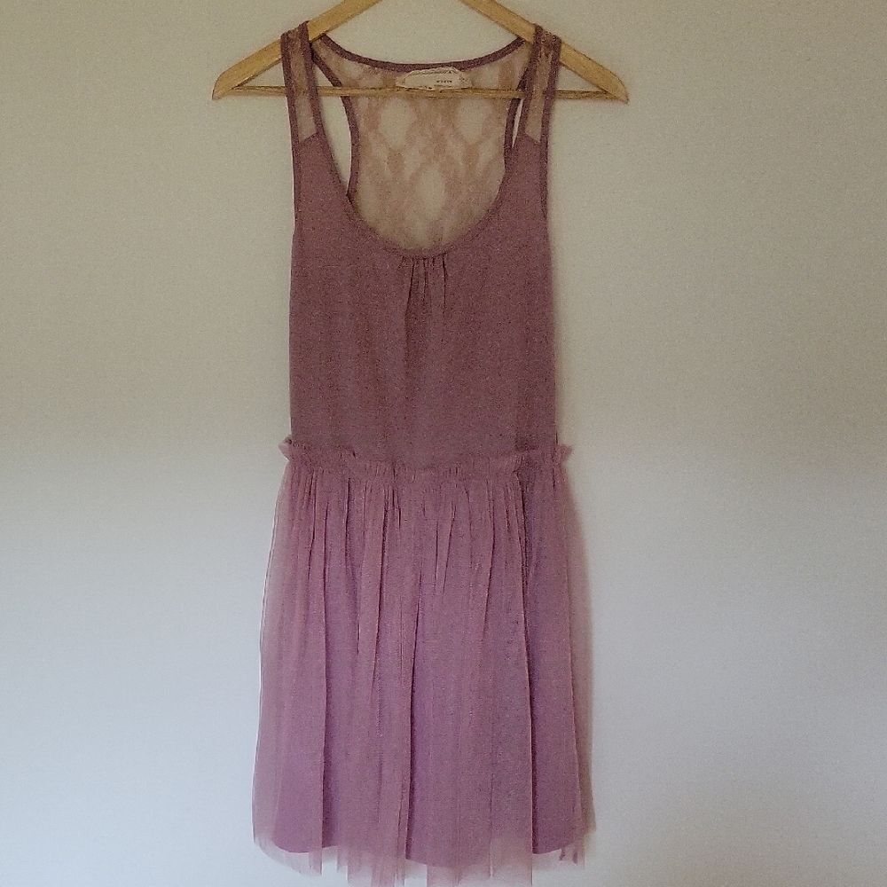 A'reve Mauve/pink Tulle Tutu Dress w/Lace Back Fairycore Coquette Size S